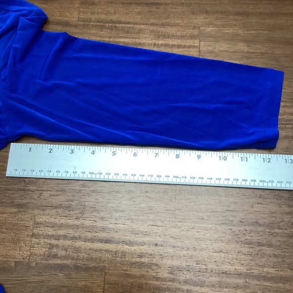 New York & Company Royal Blue Ruched V-Neck Bodycon 3/4 Sleeve Top Small - Picture 4 of 9